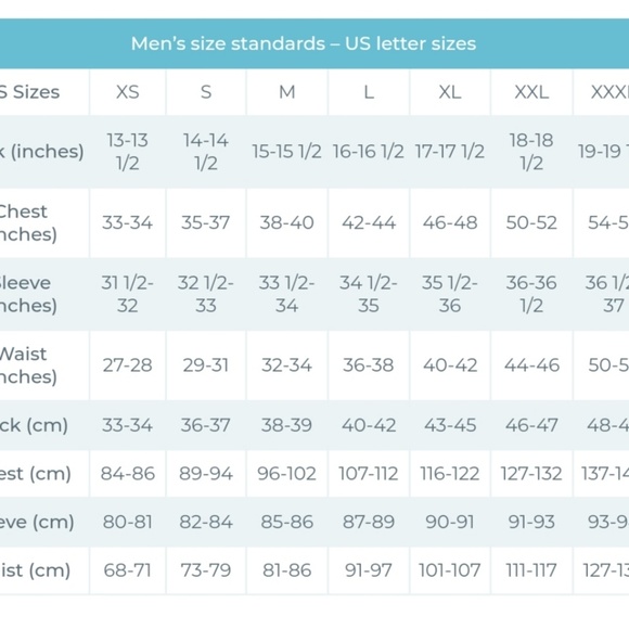 MENS SIZING CHART - Picture 4 of 8